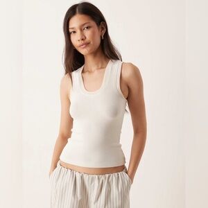 NWT Free People longer days tank top in white alyssum